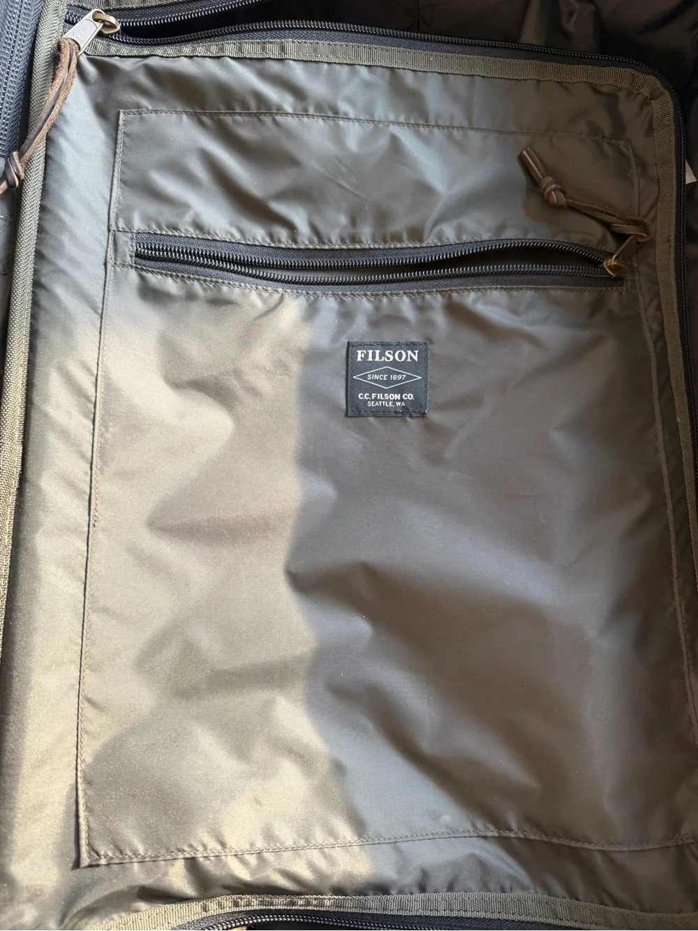 Filson Olive Green Ballistic Nylon Rolling Carry-On Bag